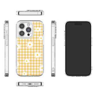 Ốp lưng từ tính họa tiết ca rô & hoa tương thích cho iPhone 16 15 14 13 12 pro max plus S25 s24 s23 ultra mini