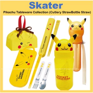 Pokemon Pikachu Mặt Bàn Bộ Sưu Tập Đũa Dao Kéo Ống Hút Nước Ống Hút Túi Ăn Trưa Ống Hút PBS3STD ABS2AMAG TACC2AG KB7 PSHC7