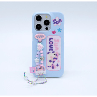 Tên độc đáo thứ hai - SUN case CLEAR / Color UNICON BEADS HỒNG xanh / dây đeo ngón tay Vỏ điện thoại hàn quốc dễ thương tương thích cho iphone 15 14 13 12 11 pro max mini xs xr s24 s23 ultra plus