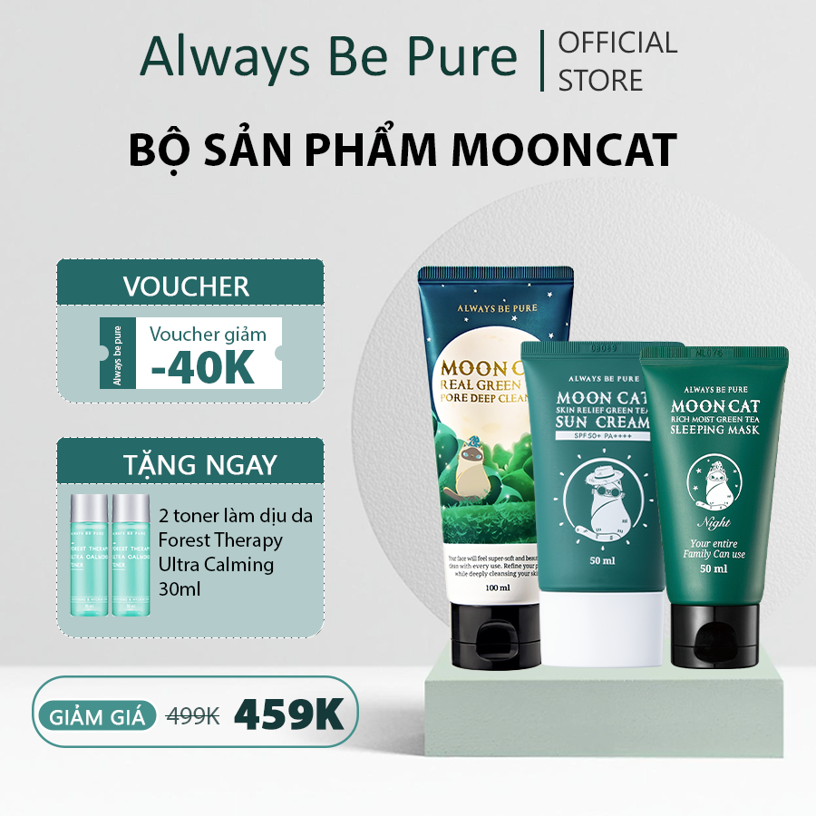 [Always be Pure] Mooncat Sleeping Mask 50ml & Cleanser 100ml & Sun ...