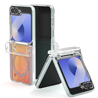 Hộp đựng thẻ bìa bản lề trong suốt có khe cắm từ tính cho vỏ galaxy z flip 6 5 / flip6