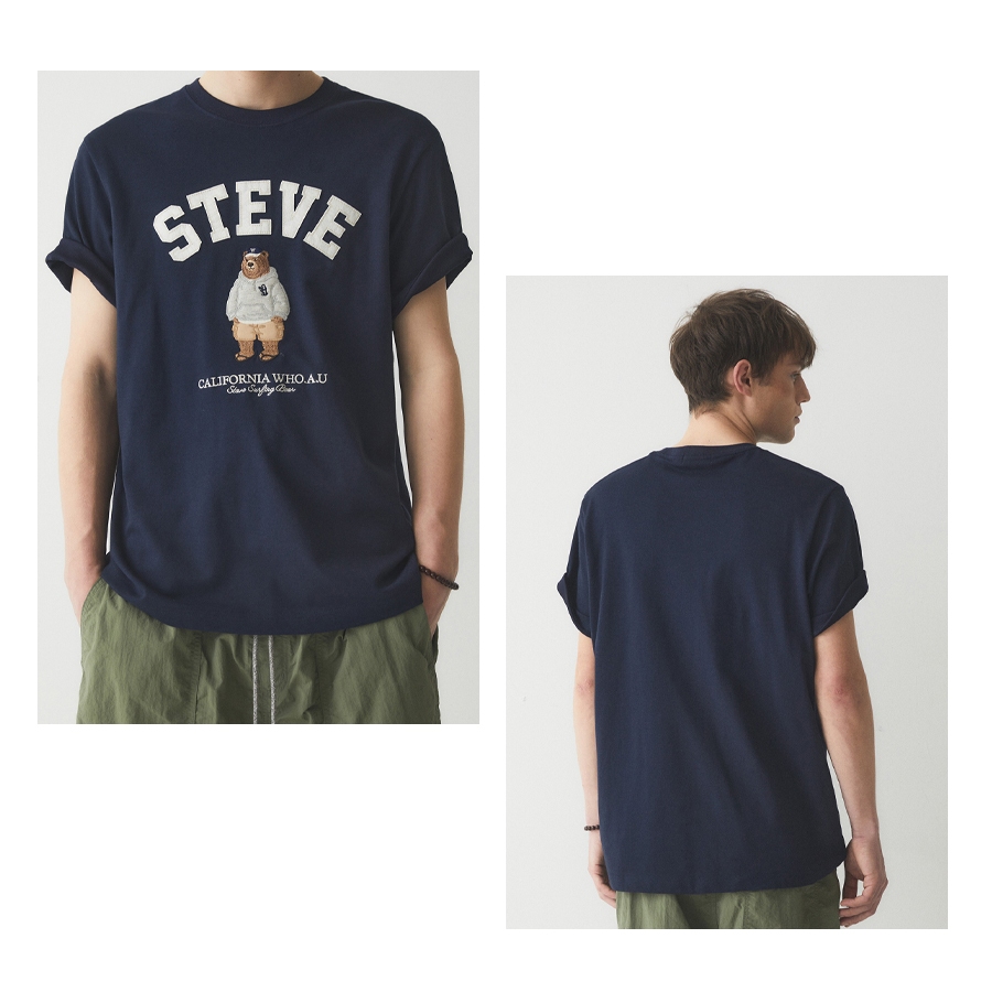 Ảnh Áo Thun Steve Patch Short Sleeve T-shirt Unisex Style | WHRAE3794U 3