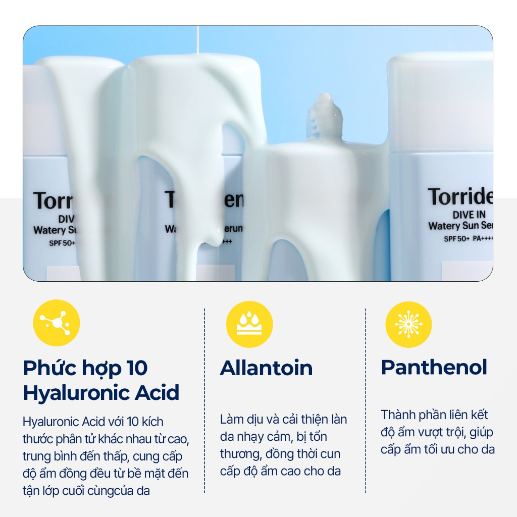 [Torriden Chính hãng] Serum chống nắng cấp ẩm Dive-In Watery Fit, 50ml, Sun Serum