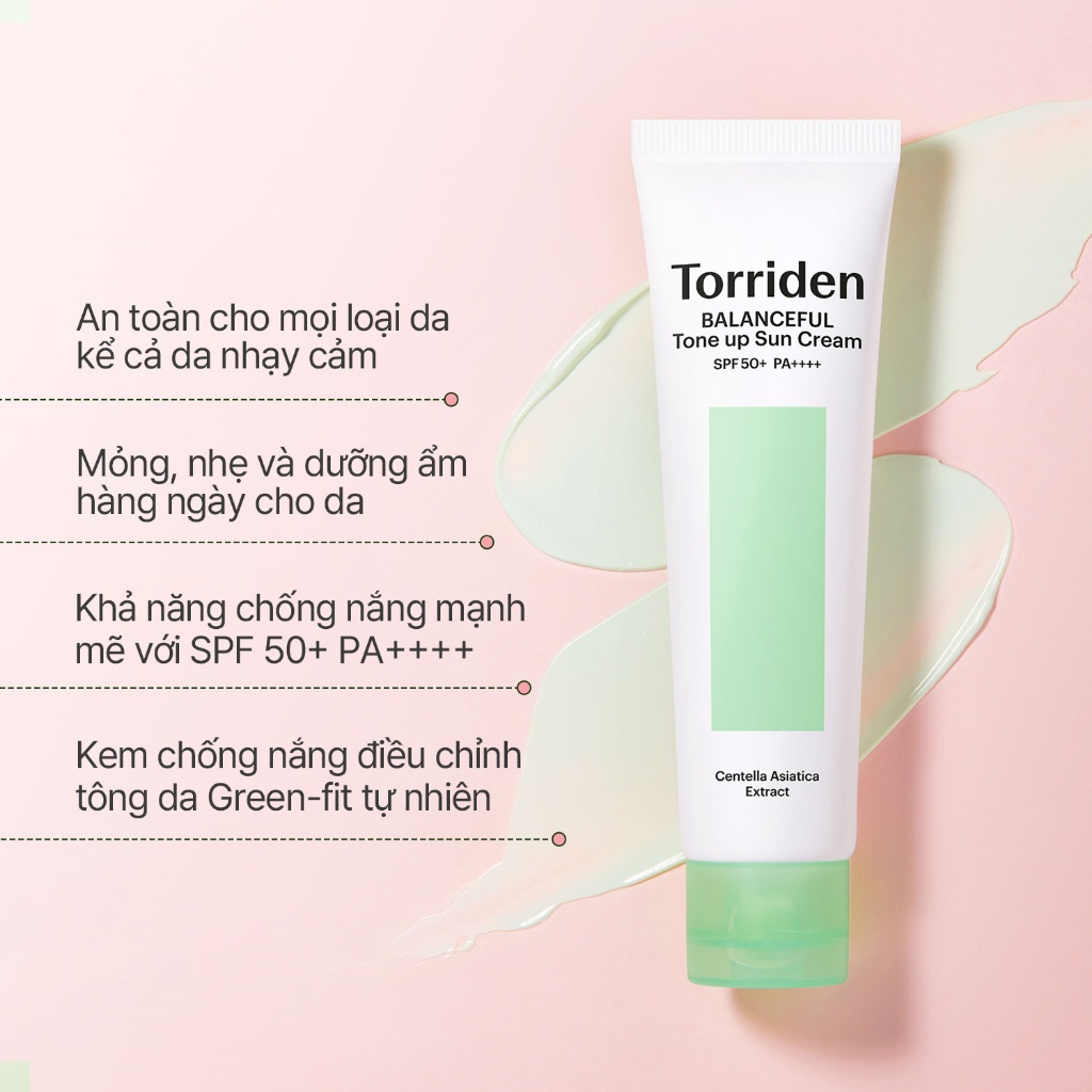 [ Torriden Live ] Kem chống nắng nâng tone da BALANCEFUL CICA với SPF 50+ PA++++, 60ml, Sun Cream