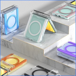 Hộp đựng thẻ bìa bản lề trong suốt có khe cắm từ tính cho vỏ galaxy z flip 6 5 / flip6