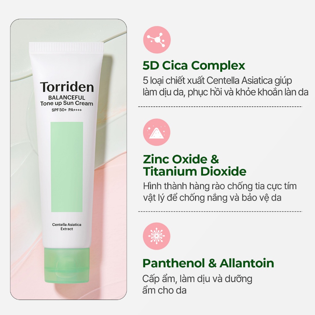 [Torriden Chính hãng] [SET] Kem chống nắng nâng tone BALANCEFUL CICA, 60ml+60ml