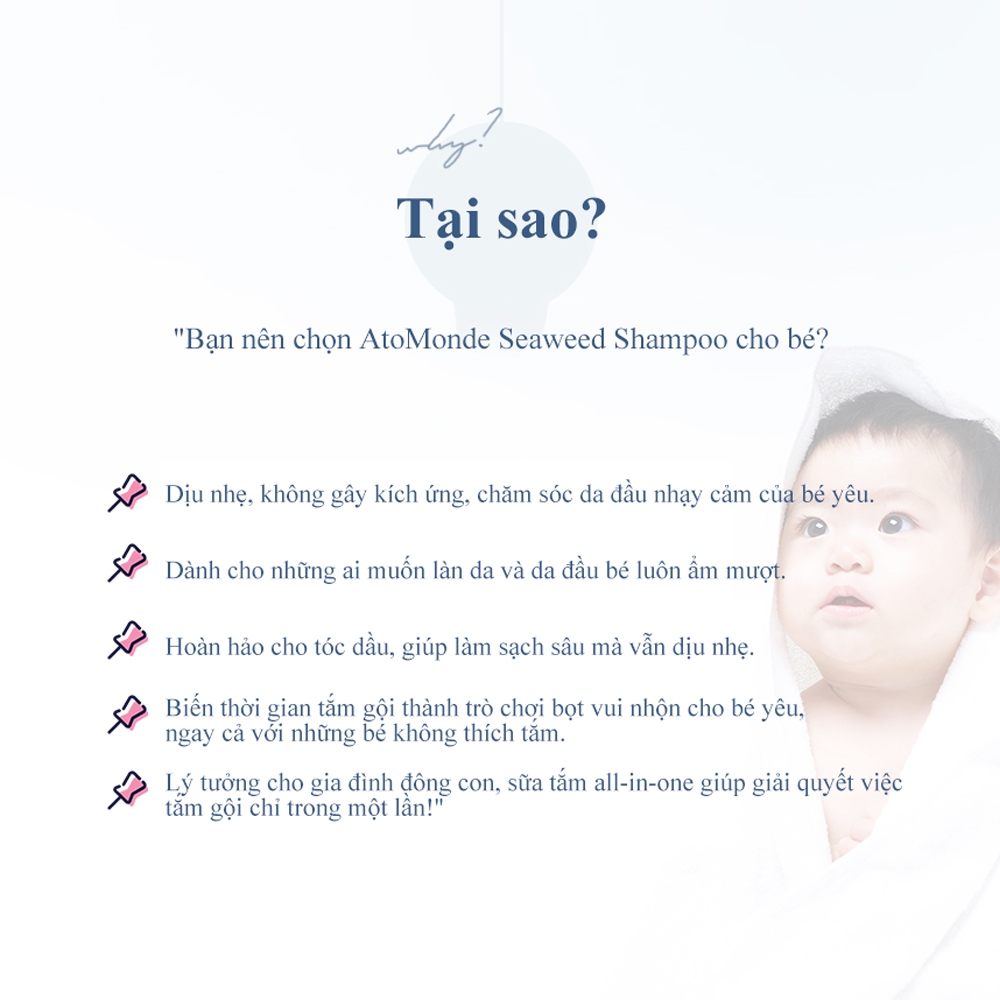 Sữa tắm dầu gội Atomonde Seaweed Kids All-in-one 1000ml