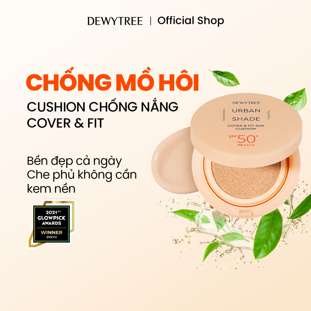 [DEWYTREE] Cushion Chống Nắng Che Khuyết Điểm Không Lem Trôi Urban Shade Cover & Fit SPF50+ PA++++ 14g