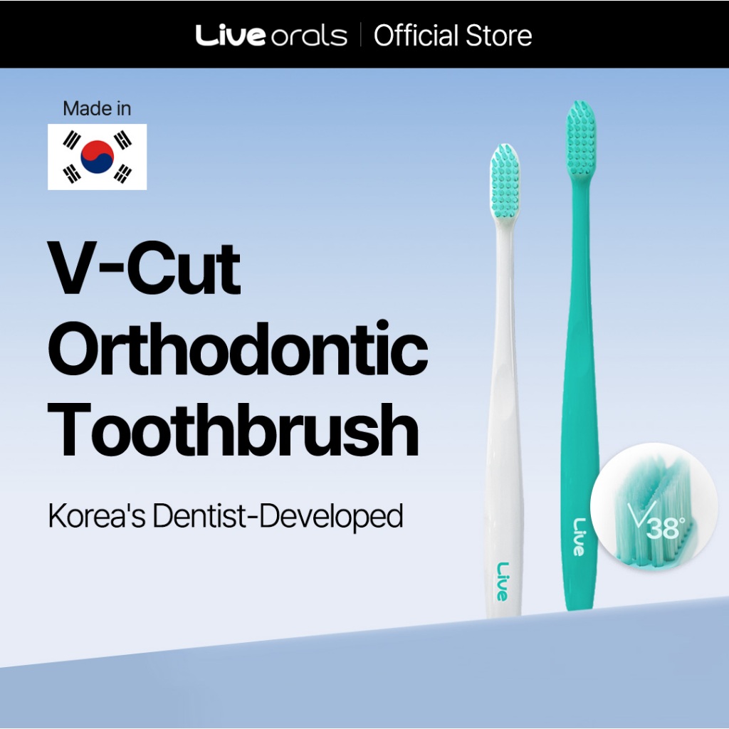Bàn chải đánh răng chỉnh nha LiveOrals V-Cut (Bạc hà, Trắng)