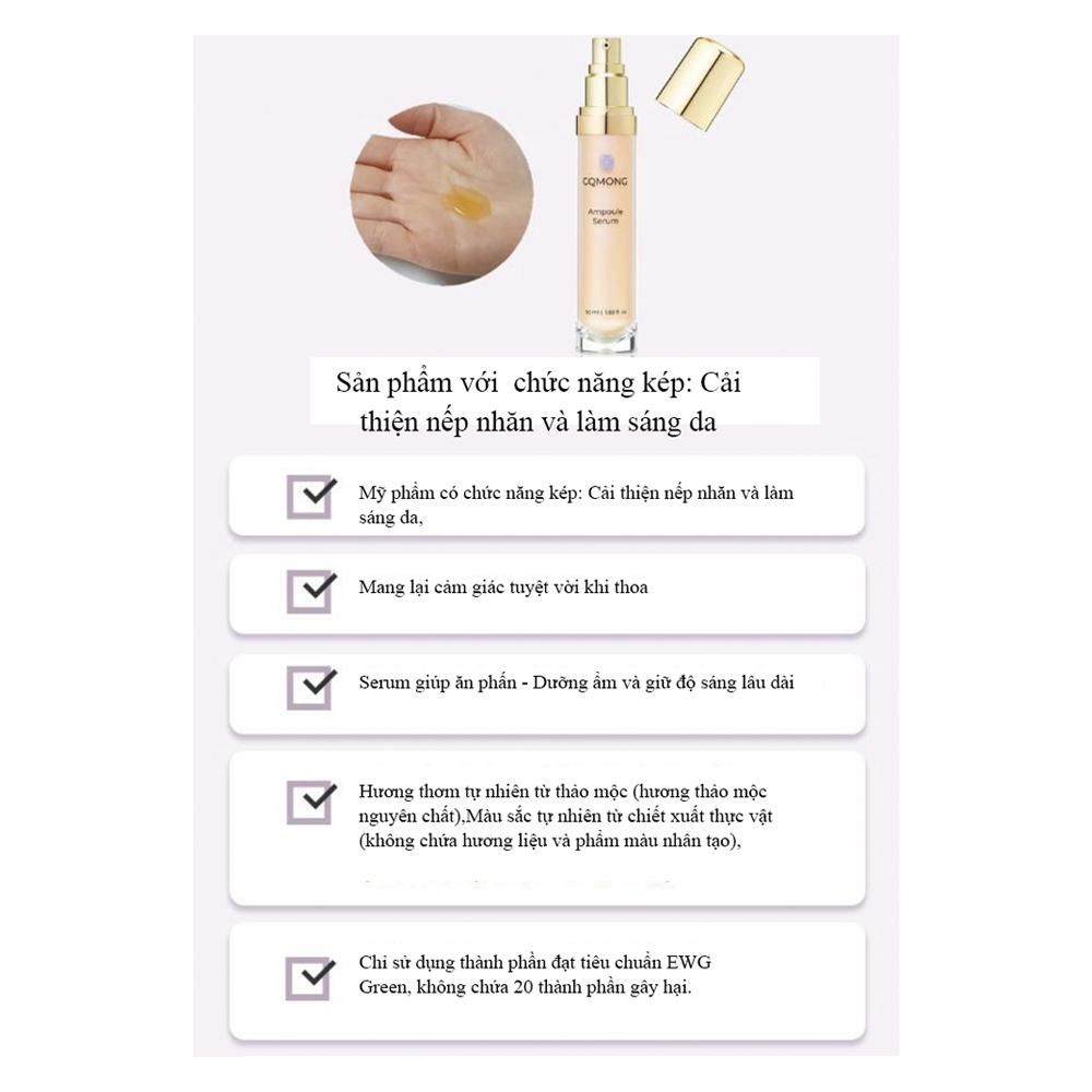 Tinh chất Serum Ampoule CQMONG dưỡng ẩm, làm trắng, căng da giảm nếp nhăn lọ 50ml