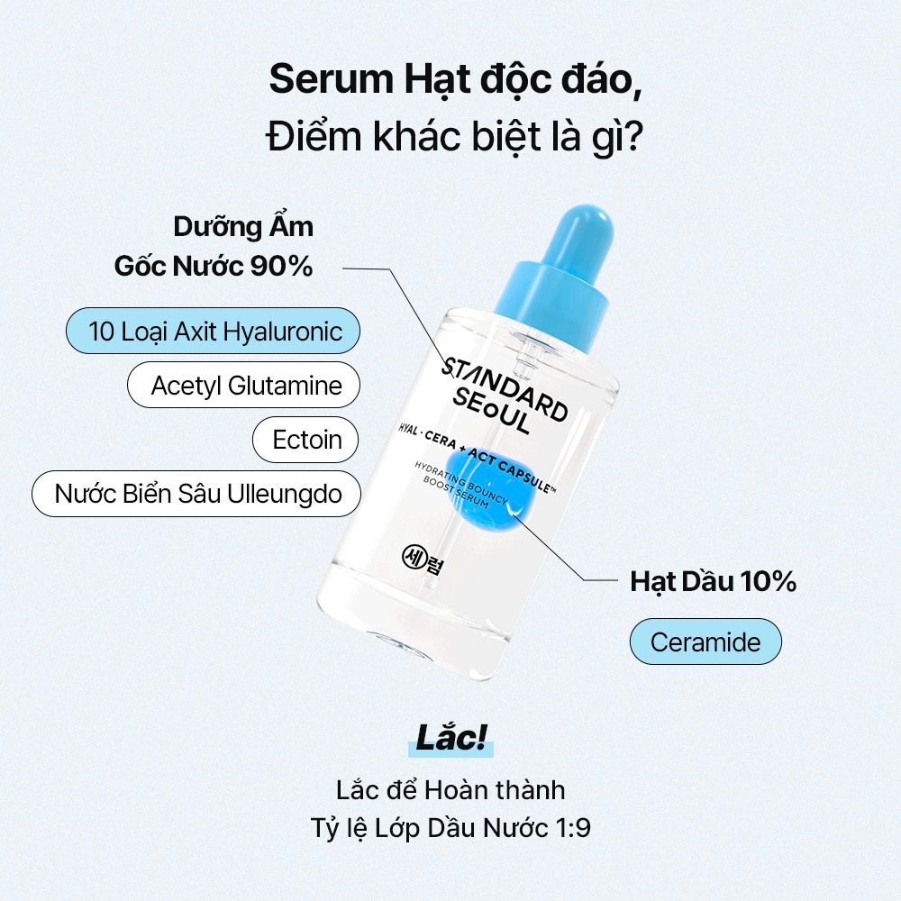 [STANDARD SEOUL] Serum dưỡng ẩm sâu, căng bóng da Hyaluronic Acid Ceramide (30ml)