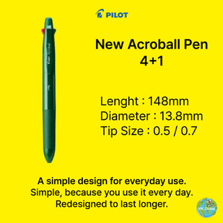 [PILOT] Bút Acroball 4+1 ngòi 0.5mm 0.7mm | Bút đa chức năng 4&1 Nhật Bản 4 màu kèm bút chì bấm