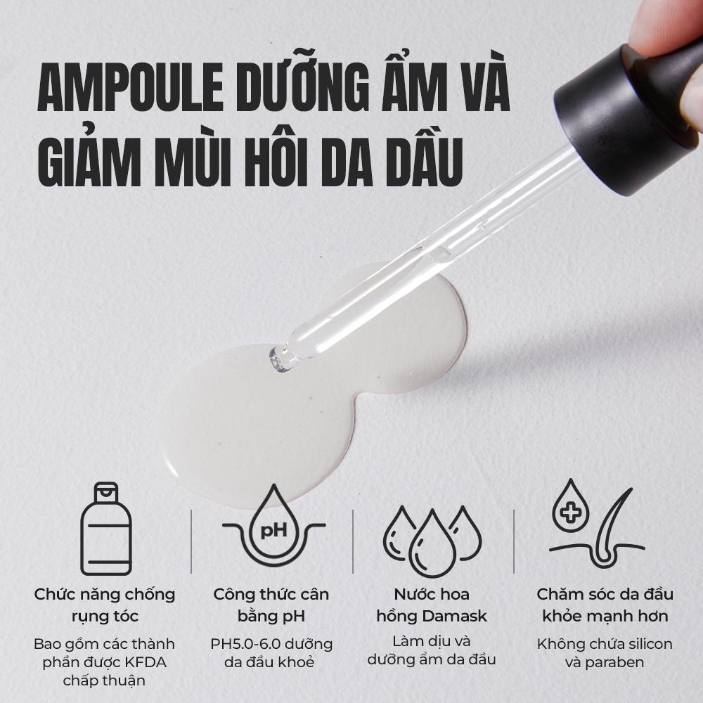 Ảnh Damask Rose Moisture Ampoule 50ml [Kiểm soát mùi & dưỡng ẩm da đầu, Nước hoa hồng Damask 100.000ppm, 10 loại chiết xuất thảo dược tự nhiên] 2
