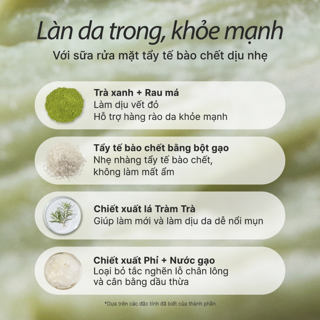 [Arencia] Sữa rửa mặt Mochi gạo xanh tươi 120g | Làm sạch, Cấp ẩm, loại bỏ mụn đầu đen