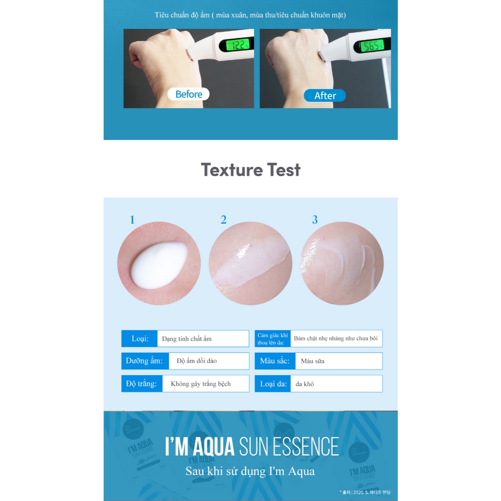Kem chống nắng Suntique I 'm Aqua Sun Essence SPF50 + PA + + + +, bảo vệ 2 lớp, cho da nhạy cảm