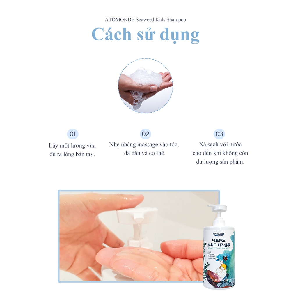 Sữa tắm dầu gội Atomonde Seaweed Kids All-in-one 1000ml