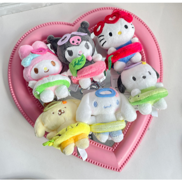 [SANRIO] Túi du lịch sang trọng có ống mùa hè Charm 8cm (Mymelody / Kuromi / HelloKitty / Pompompurin / Cinnamoroll / Pochacco) nhẫn bơi phổ biến thuộc da sanrio bạn bè