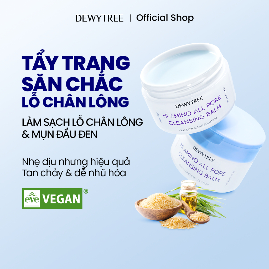 [DEWYTREE] Sáp Tẩy Trang Làm Sạch Sâu Lỗ Chân Lông & Giảm Mụn Đầu Đen Hi Amino All Cleansing Balm 90g
