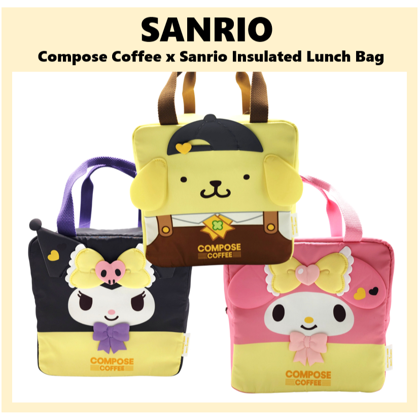 [SANRIO] Soạn Cà phê x Sanrio Nhân vật totebag Túi đựng đồ ăn trưa cách nhiệt Túi làm mát pompompurin kuromi mymelody