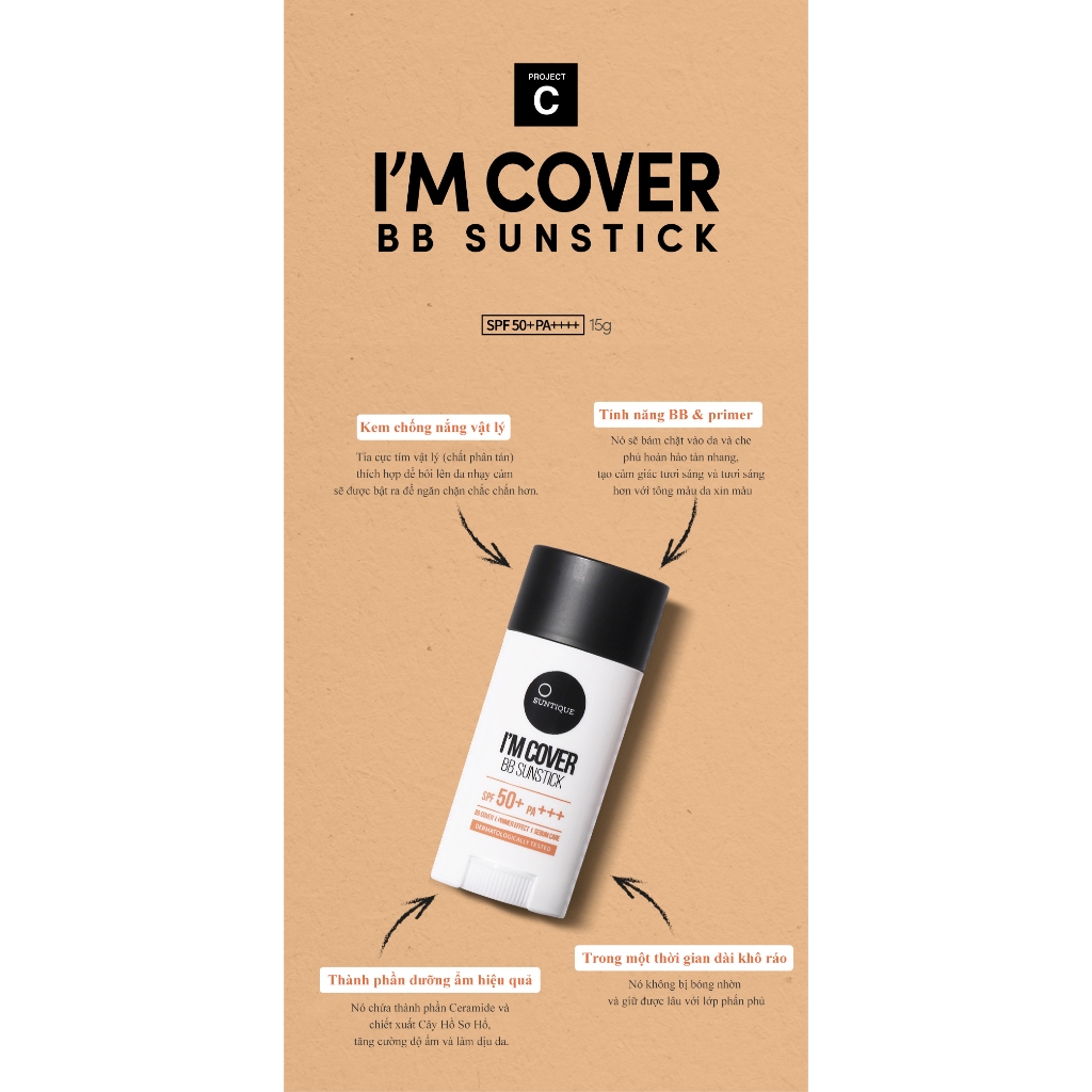 Kem chống nắng dạng thỏi Suntique I 'm Cover BB SPF50 + PA + + + +