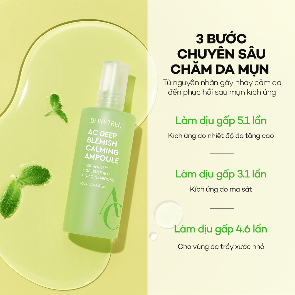 [DEWYTREE] Tinh Chất Dưỡng Sáng Da Mụn Mờ Thâm, Nám & Tàn Nhang AC Deep Blemish Calming Ampoule 60ml