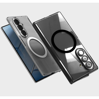 Vỏ bản lề từ tính mỏng 1,5mm Ốp điện thoại trong suốt cho vỏ galaxy z fold 7 6 5 4 / fold7 màu đen