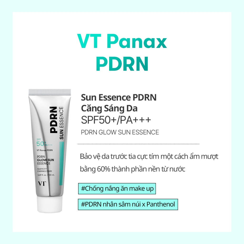 [VT] Tinh Chất Chống Nắng PDRN Glow 50ml - Kem Chống Nắng Dưỡng Da, Dưỡng Ẩm, Không Trắng Bệch, Thuần Chay Skincarehssv <Flagship Chính Hãng>
