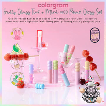 Tint thủy tinh trái cây COLORGRAM + Mini #00 Bộ bóng ngọc trai – Son Tint Juicy Hàn Quốc 2.8g| Son bóng dưỡng ẩm lâu trôi cho môi mịn màng & đầy đặn