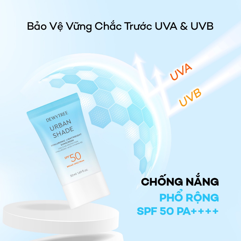 [DEWYTREE] Kem Chống Nắng Dưỡng Ẩm Mịn Lì & Kiềm Dầu với Niacinamide Hyaluronic Acid SPF50+ PA++++50ml