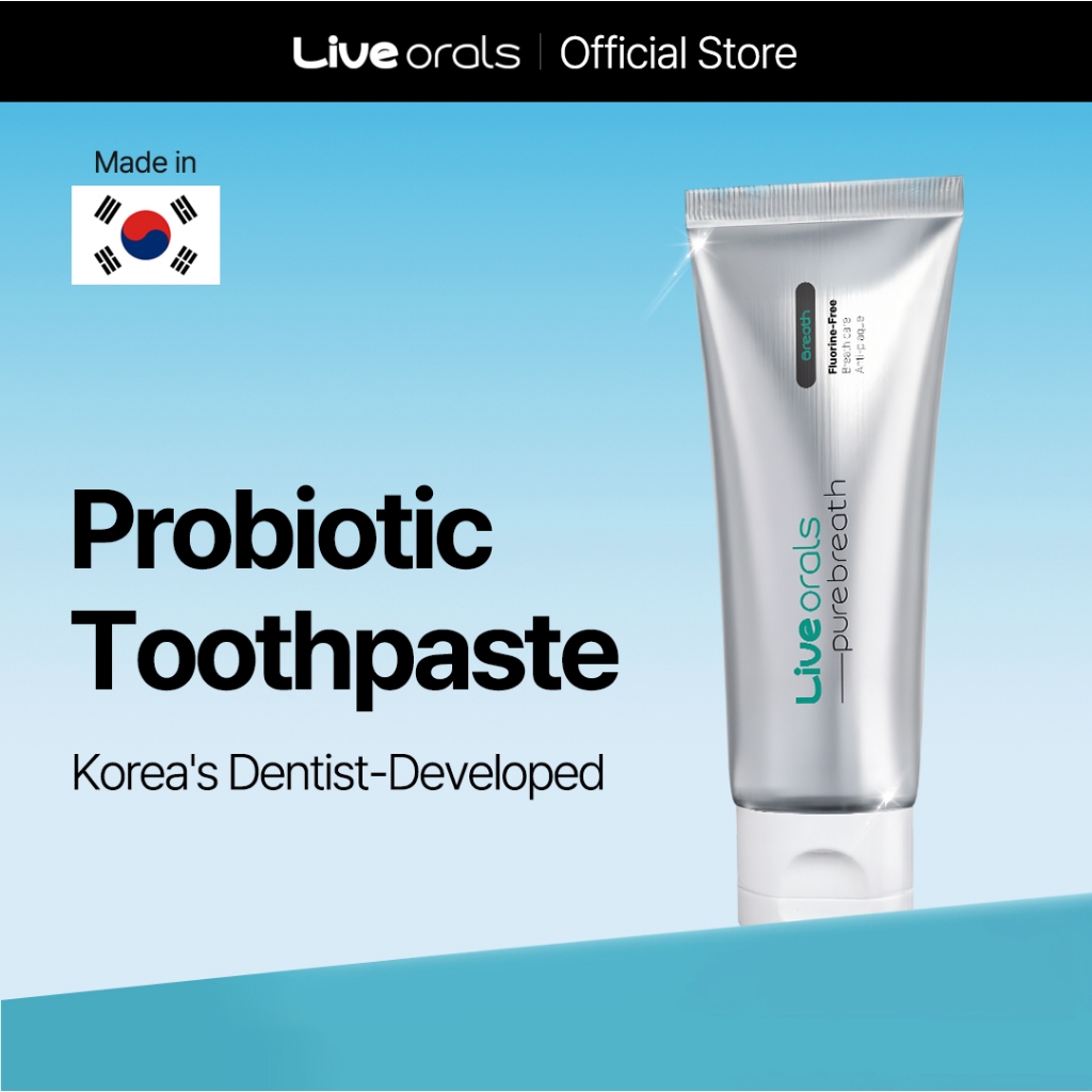 Kem đánh răng Probiotic Liveorals PureBreath 80g | Loại bỏ vi khuẩn 99,9% | Tươi mát 13 giờ | Không chứa Fluoride