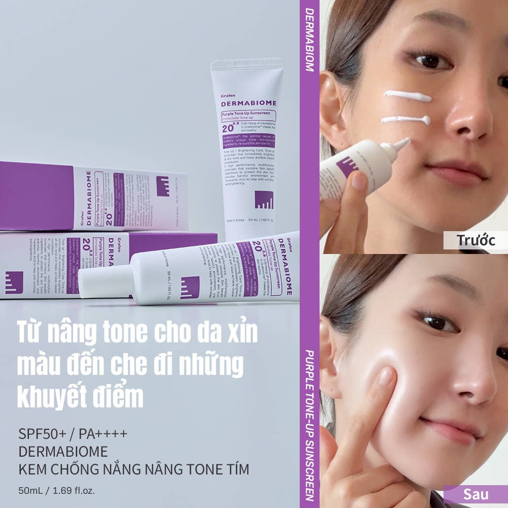 Ảnh Kem chống nắng tông màu tím DERMABIOME 50ml [SPF50 +, PA + + + + / Chống nhăn / Làm sáng da / Kem chống nắng] 3
