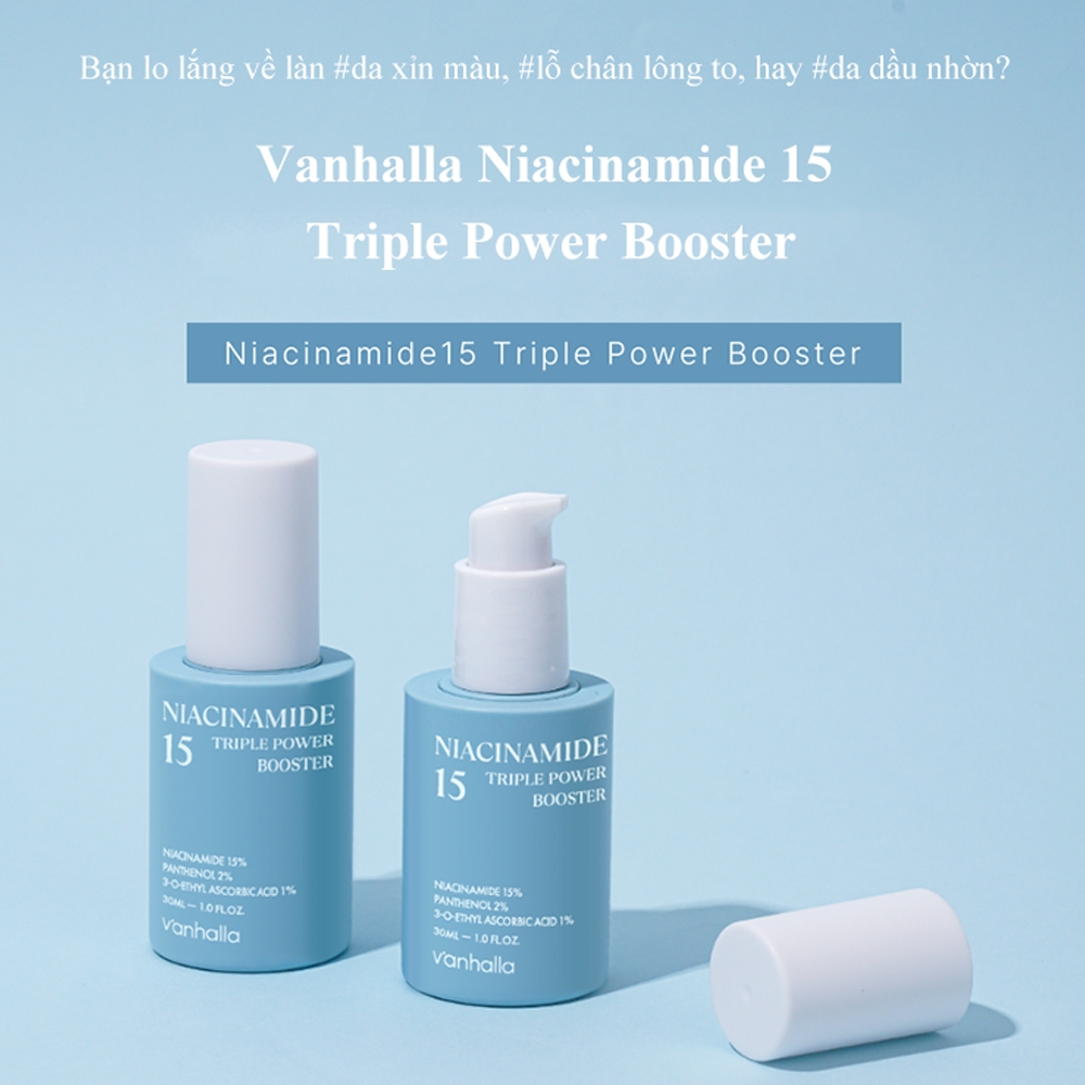 Serum Tinh chất dưỡng sáng V'anhalla Niacinamide 15 triple booster mịn da, chăm sóc lỗ chân lông