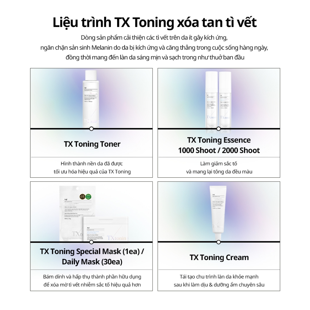 [VT] TX-Toning Daily Mask 30pcs (Mặt nạ hàng ngày) Axit Tranexamic, Chăm sóc Melanin & Tăng sắc tố, làn da rạng rỡ [Official Flagship]