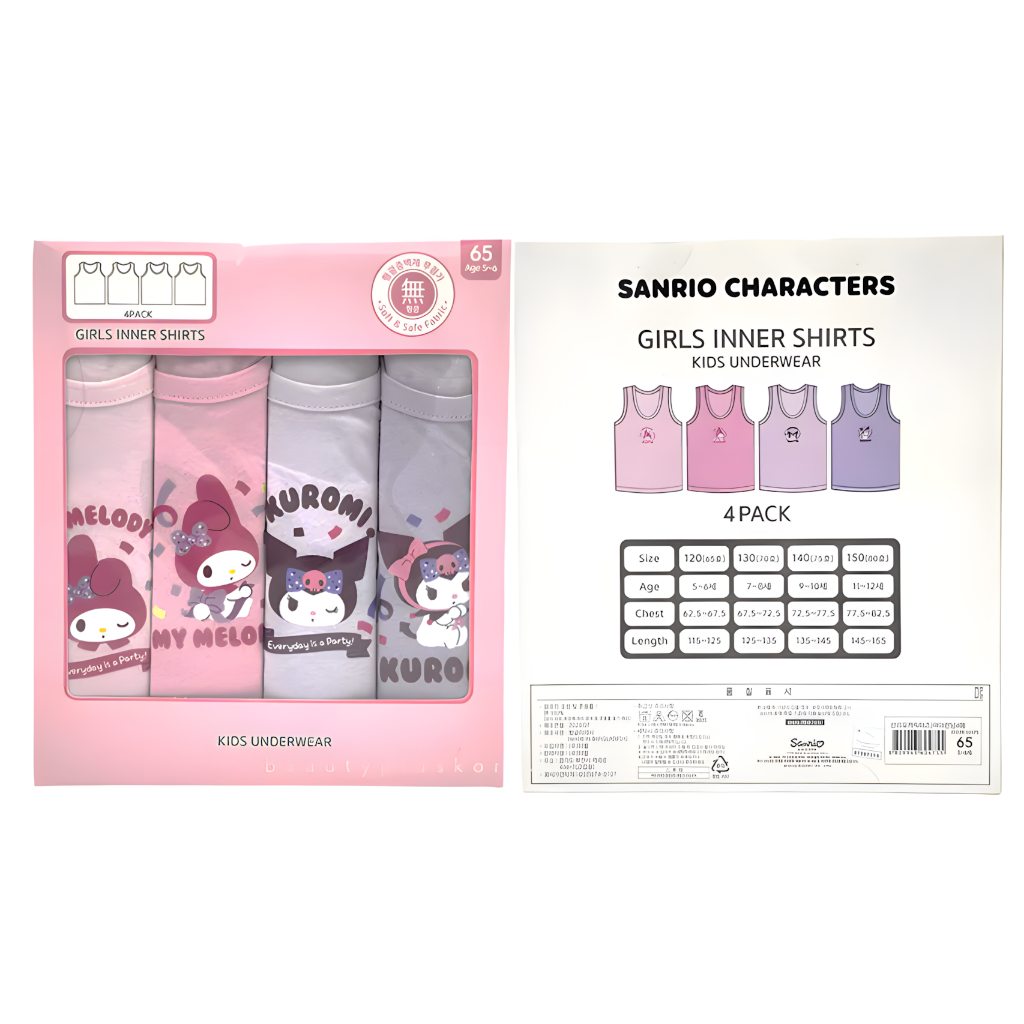 [SANRIO] TL Kid 's Cinnamoroll Pochacco Mymelody Running Inner Áo Sơ Mi Đồ Lót Trẻ Em 4P (BOY / GIRL)