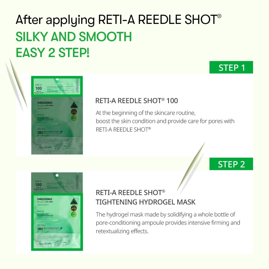 [Vt] Mặt nạ Hydrogel Reedle Shot 2 bước 4 bộ làm dịu nhanh, mặt nạ Gel Ampoule [Flagship chính thức]