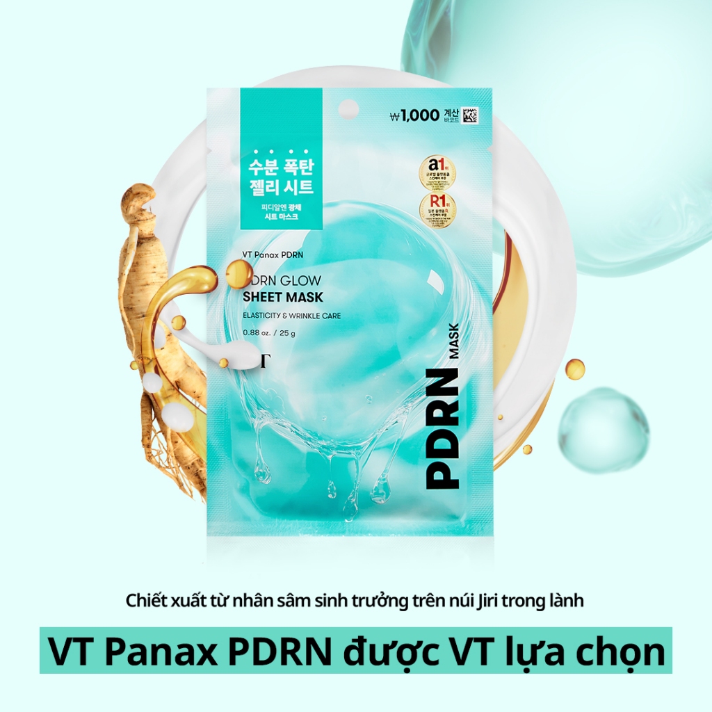 [VT] Mặt nạ PDRN Glow Sheet Mask Vegan PDRN Jelly, dưỡng ẩm sáng da & làm mát <Flagship chính thức>