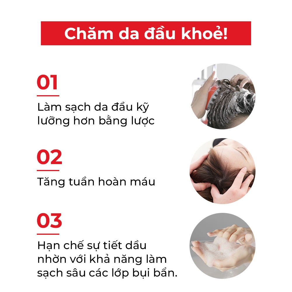 Ảnh Ngón tay viền (Đỏ / Trắng) [Bàn chải mát xa da đầu, cải thiện lưu thông máu, giảm gàu & ngứa] 4