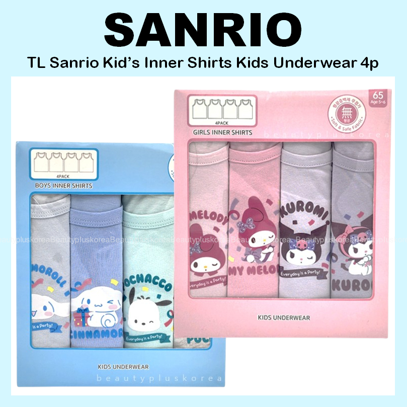 [SANRIO] TL Kid 's Cinnamoroll Pochacco Mymelody Running Inner Áo Sơ Mi Đồ Lót Trẻ Em 4P (BOY / GIRL)