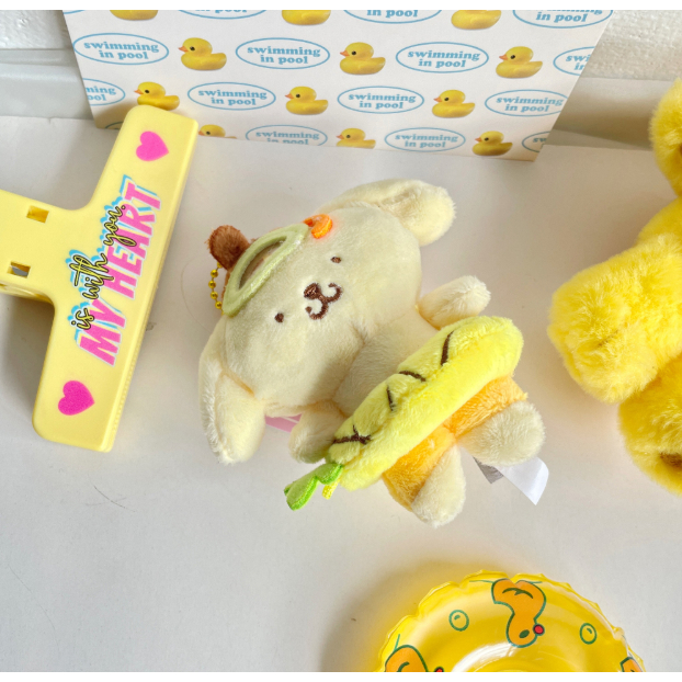 [SANRIO] Túi du lịch sang trọng có ống mùa hè Charm 8cm (Mymelody / Kuromi / HelloKitty / Pompompurin / Cinnamoroll / Pochacco) nhẫn bơi phổ biến thuộc da sanrio bạn bè