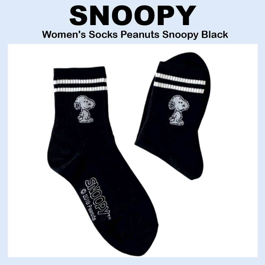 [Snoopy] Tất nữ Đậu phộng Snoopy Black