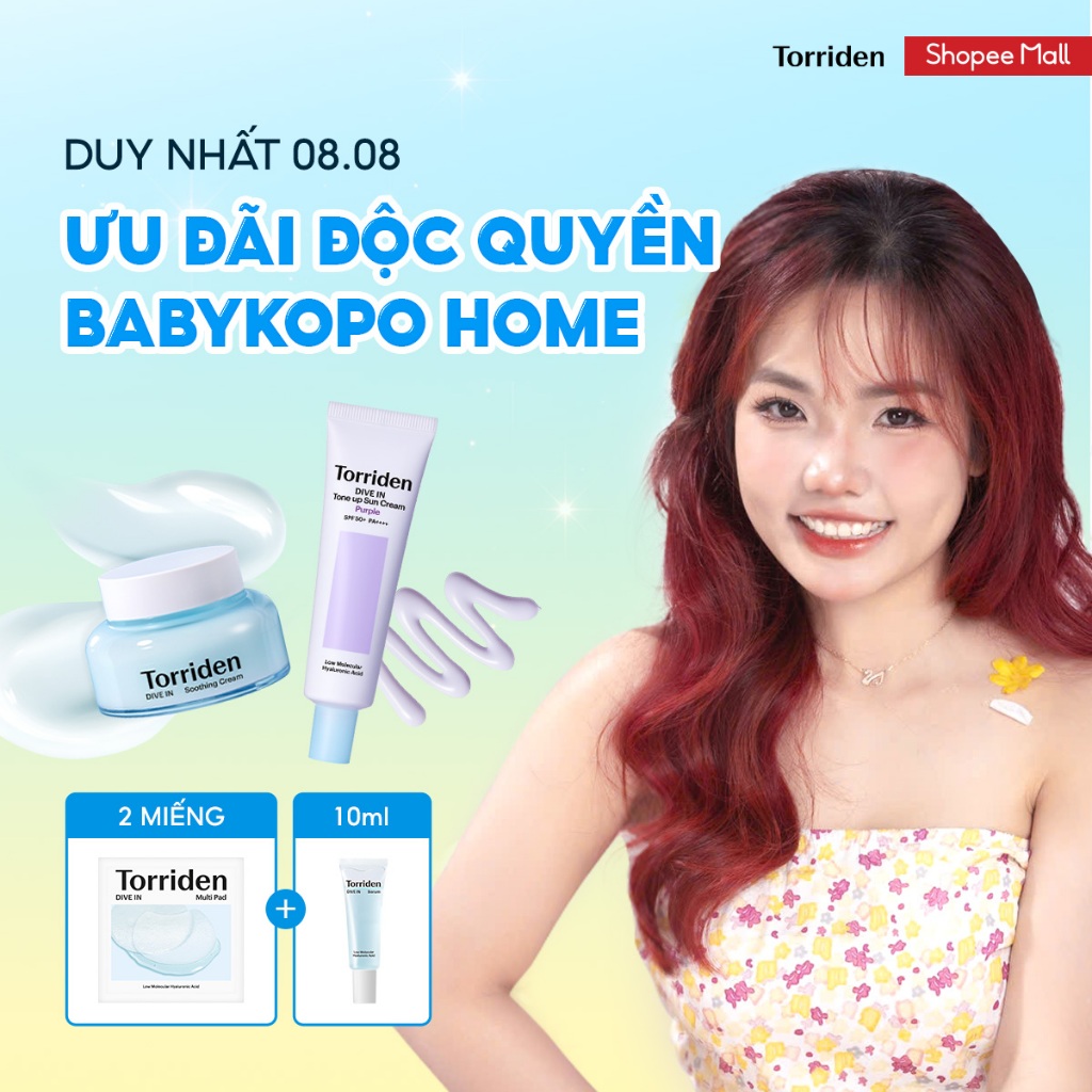 [Torriden Exclusive] Kem chống nắng tông màu tím lặn (Bao gồm: 2 miếng đệm lặn, Serum lặn 10ml)