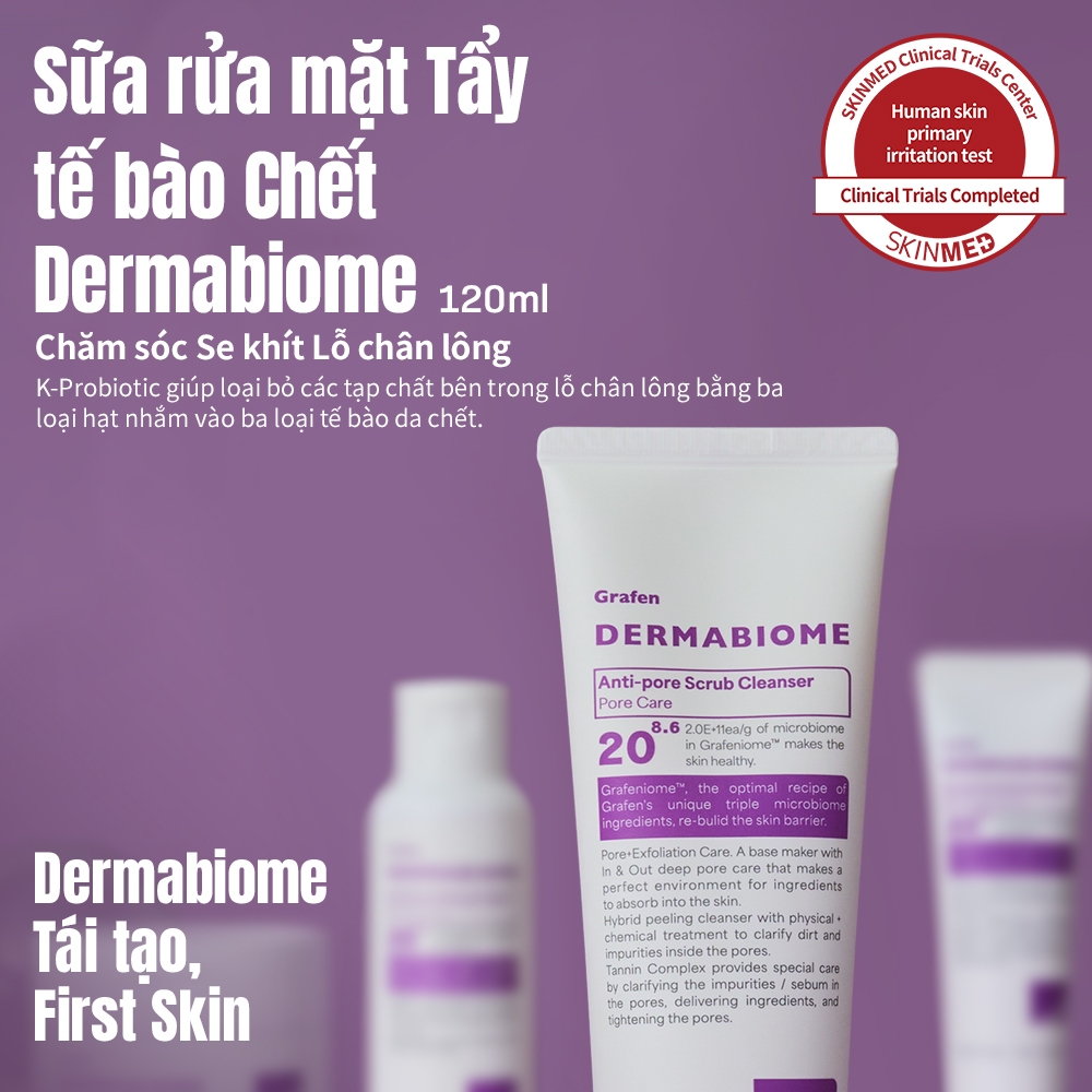Ảnh Sữa rửa mặt diệt khuẩn DERMABIOME 120ml [Sữa rửa mặt / Sữa rửa mặt / Sữa rửa mặt lỗ chân lông / Sữa rửa mặt làm sáng da / Làm sạch sâu] 1