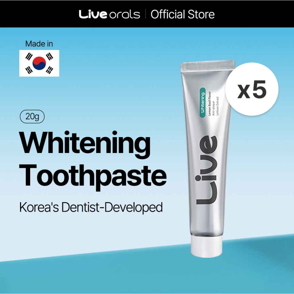 Kem đánh răng làm trắng da LiveOrals PureDia 20g x 5 Bộ | Cho nụ cười tươi sáng hàng ngày | Được phát triển bởi nha sĩ Hàn Quốc
