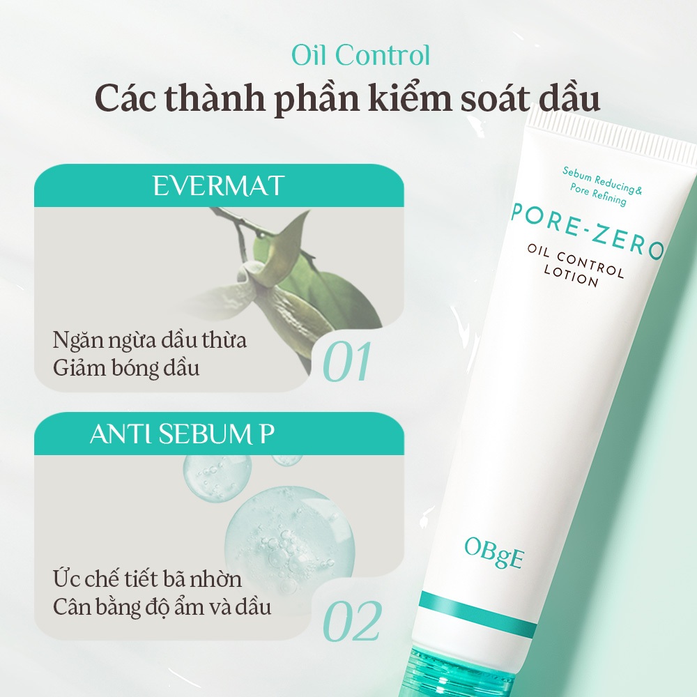 [OBgE Chính hãng] OBgE Pore Zero Oil Control Lotion 70ml Kiểm Soát Dầu, Da Mịn Thoáng, Hỗ Trợ Se Khít Lỗ Chân Lông