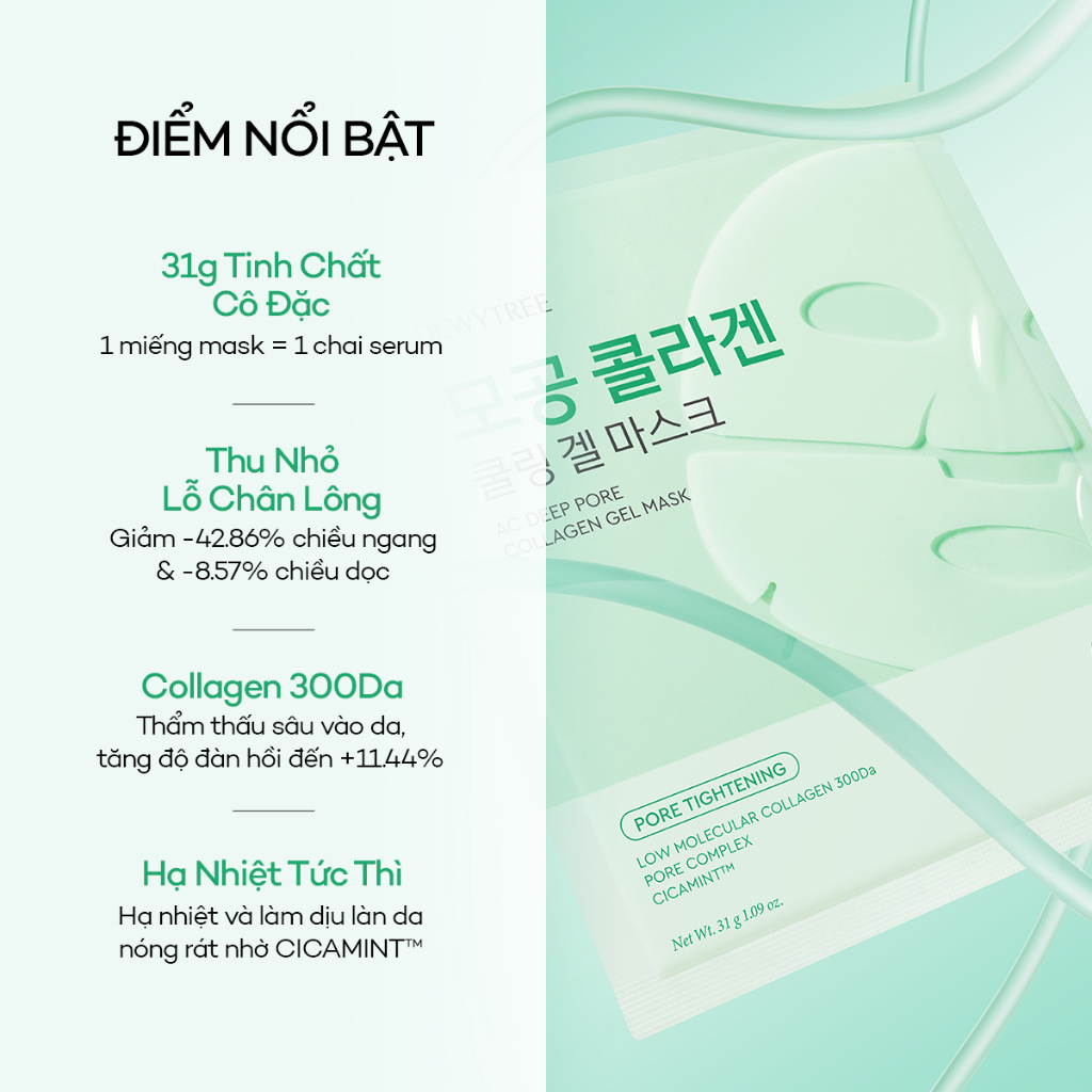 [DEWYTREE] Mặt Nạ Thạch Collagen Thu Nhỏ Lỗ Chân Lông & Chống Lão Hoá AC Deep Pore Mask (HỘP 4 MIẾNG)