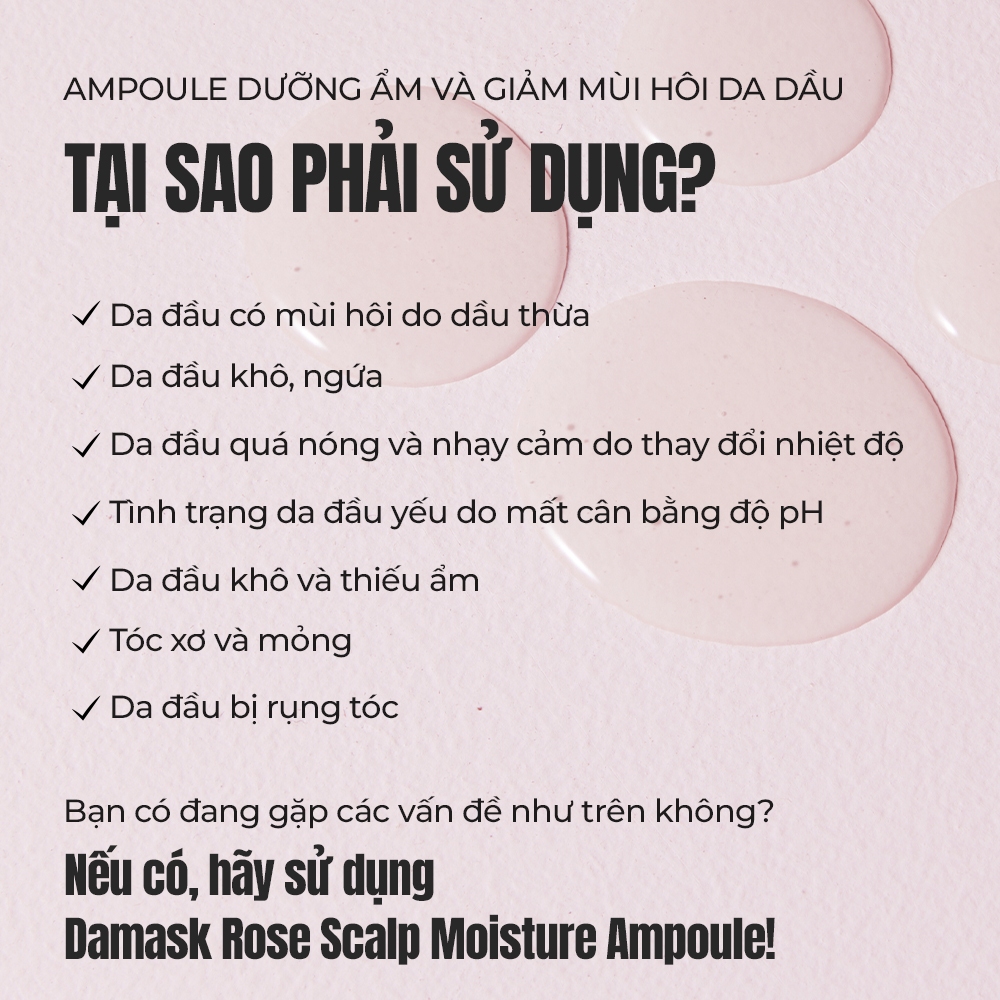 Ảnh Damask Rose Moisture Ampoule 50ml [Kiểm soát mùi & dưỡng ẩm da đầu, Nước hoa hồng Damask 100.000ppm, 10 loại chiết xuất thảo dược tự nhiên] 3