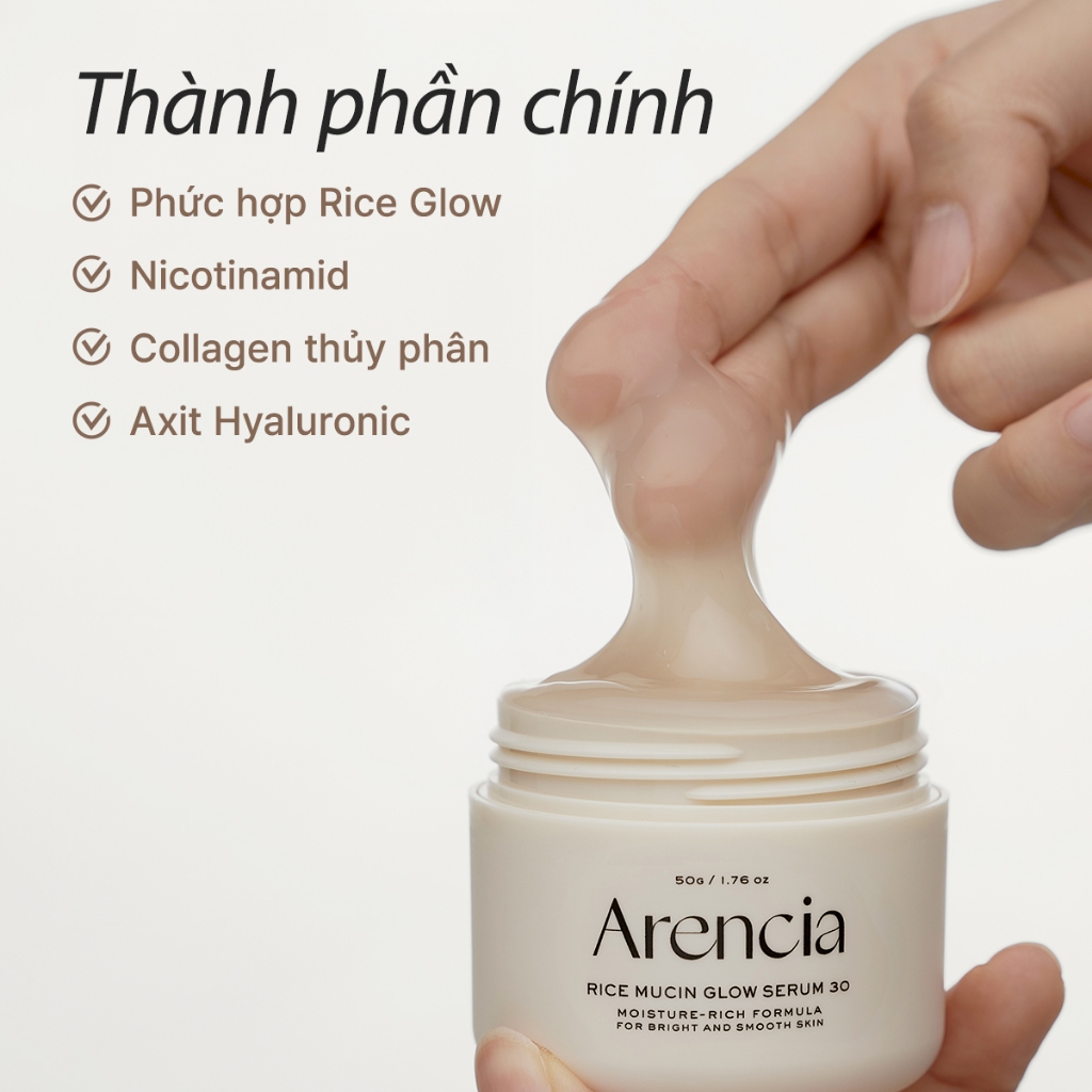 [Arencia] Tinh chất Rice Mucin Glow 30 50g | Rạng rỡ, dưỡng ẩm