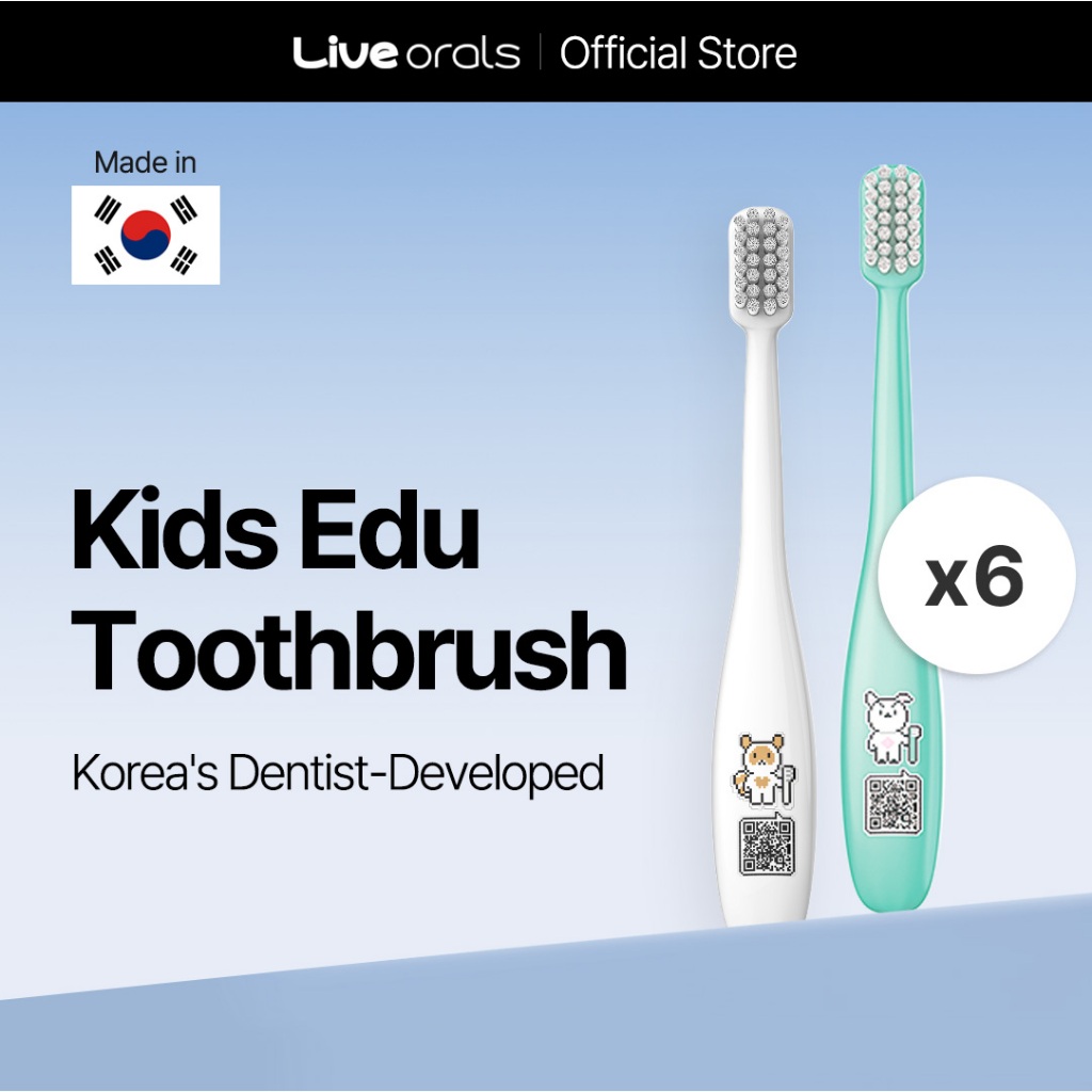Bàn chải đánh răng LiveOrals Kids Edu 6ea (Bạc hà, Trắng)