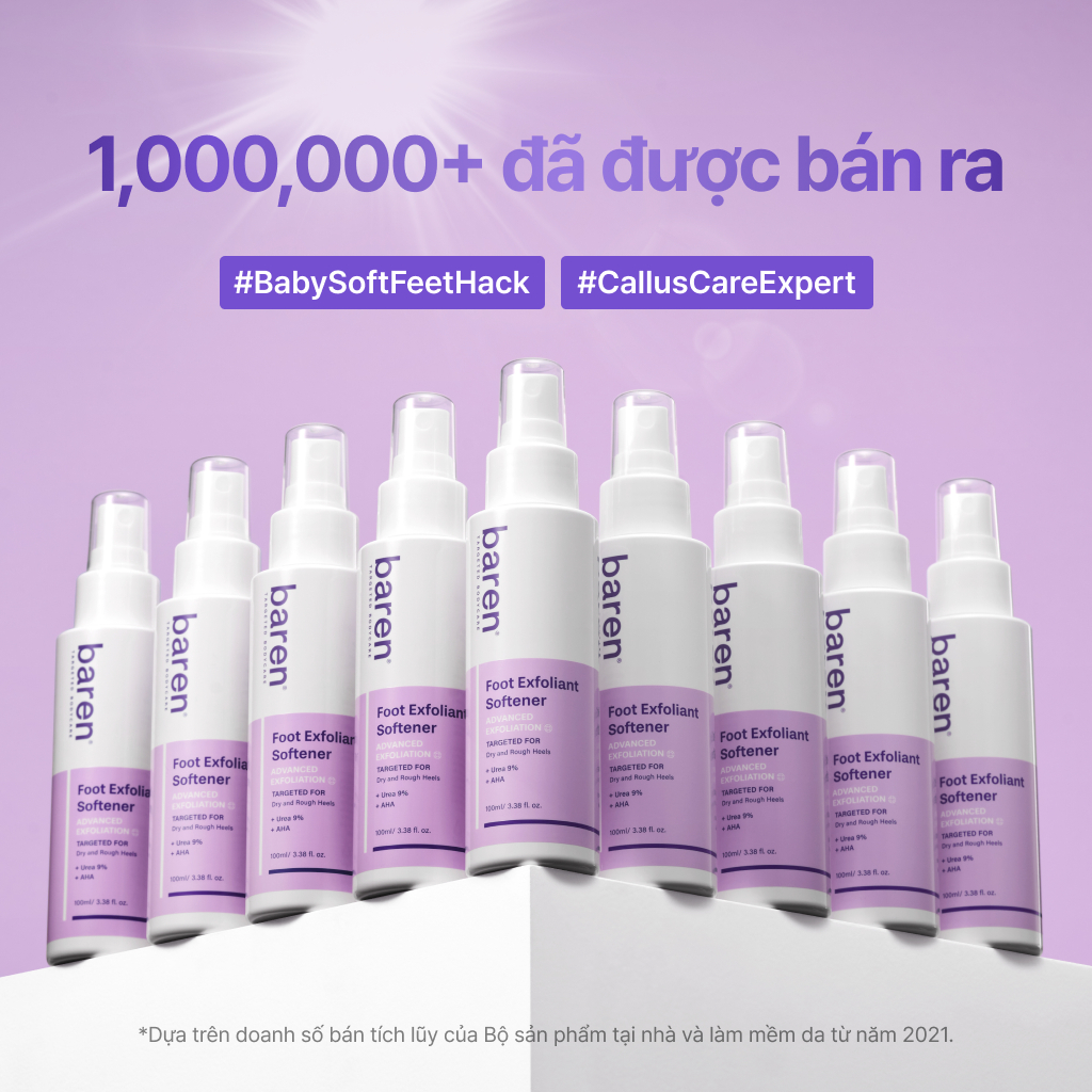 [BEST] Bộ dụng cụ tẩy vết chai 1 phút BAREN cho bàn chân: Dụng cụ chà gót & Xịt peel chân [Tẩy da chết, Dụng cụ làm móng chân, Tẩy tế bào chết]