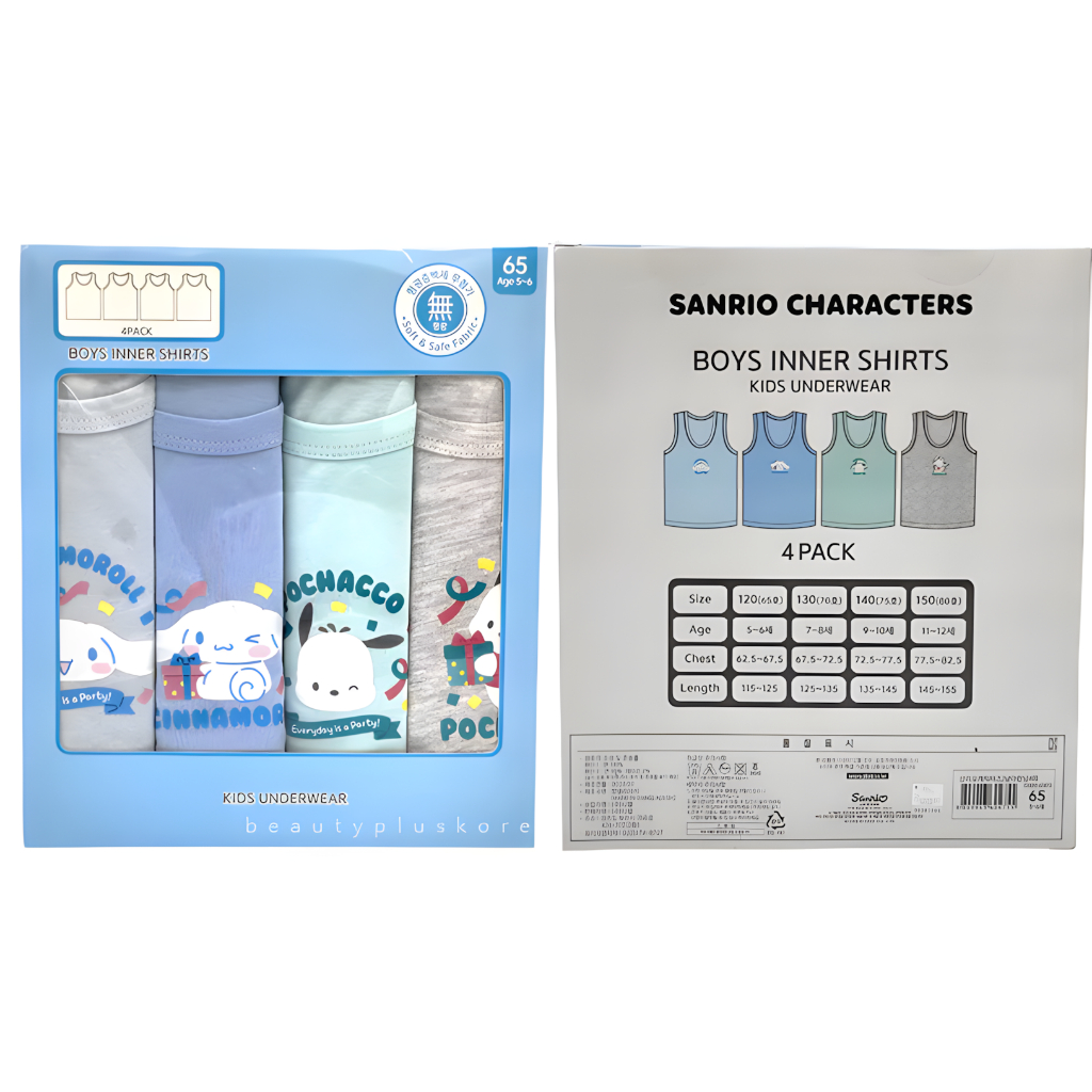 [SANRIO] TL Kid 's Cinnamoroll Pochacco Mymelody Running Inner Áo Sơ Mi Đồ Lót Trẻ Em 4P (BOY / GIRL)